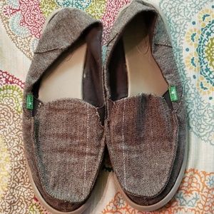 Sanuk brown slip on shoes